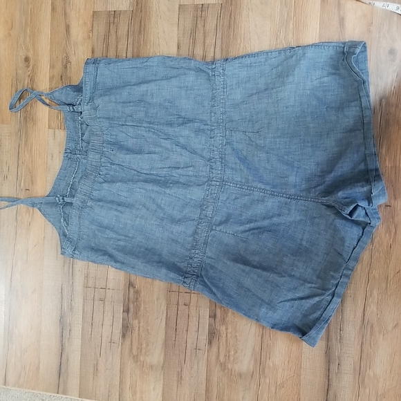GAP 100% Cotton Chambray Denim Romper Shortall with Drawstring Waist and Pockets - Picture 6 of 14